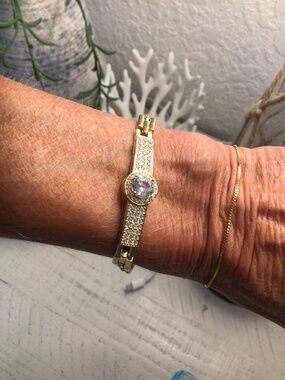 Cz link bracelet stainless steel